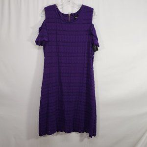 RN Studio by Ronni Nicole Womens Purple Lace Cold Shoulder Shift Dress Size 16
